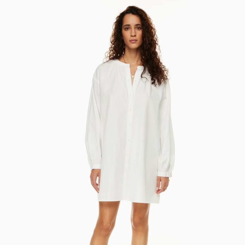 NWT Wilfred Free Tanaro Poplin White Button-Up Shirt Dress S